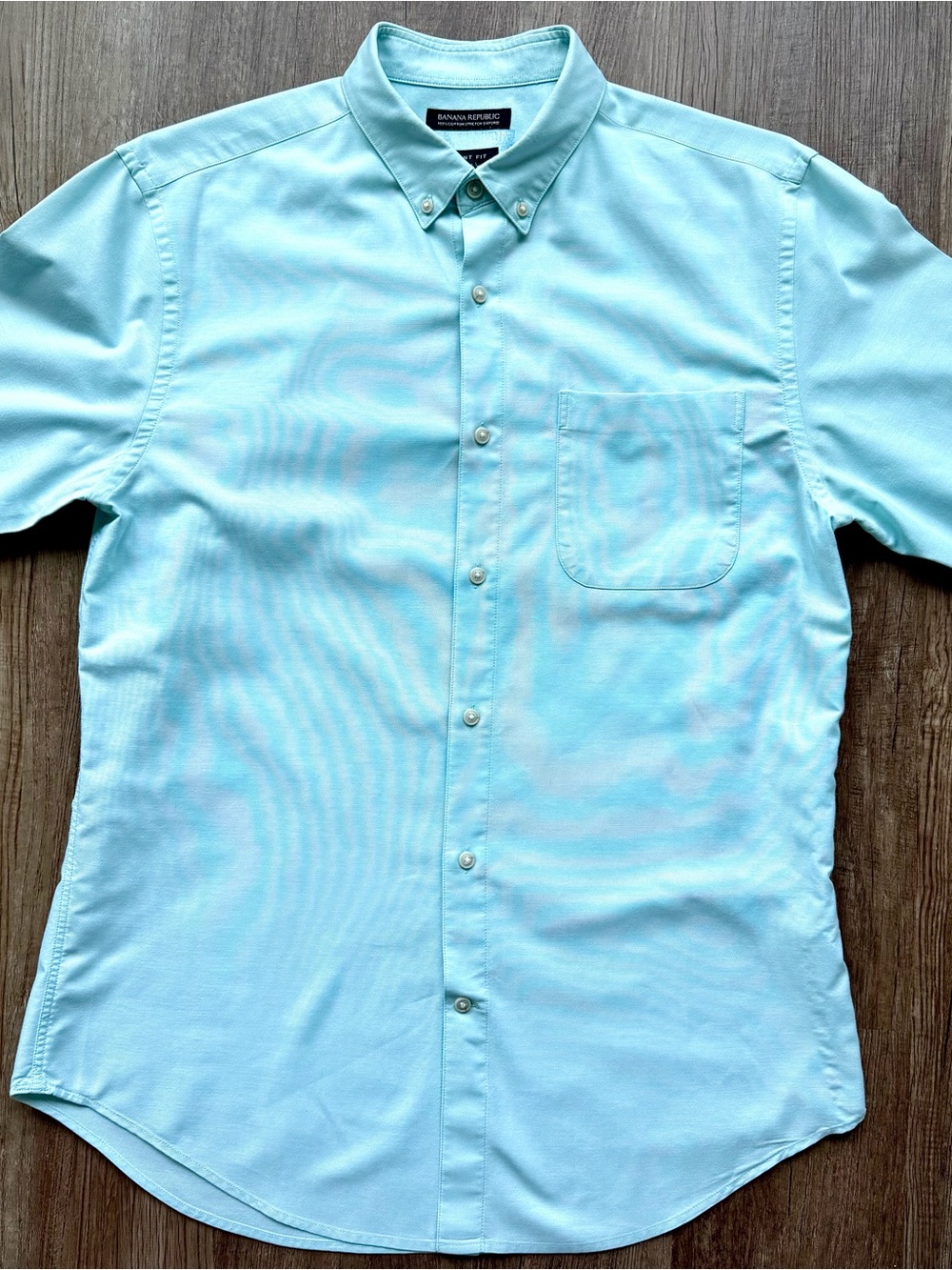 Banana Republic Grant Fit Oxford Shirt Large Mint Blue Cotton